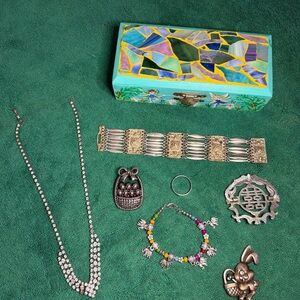 Silver and Multicolor Women's Jewelry Lot+Box